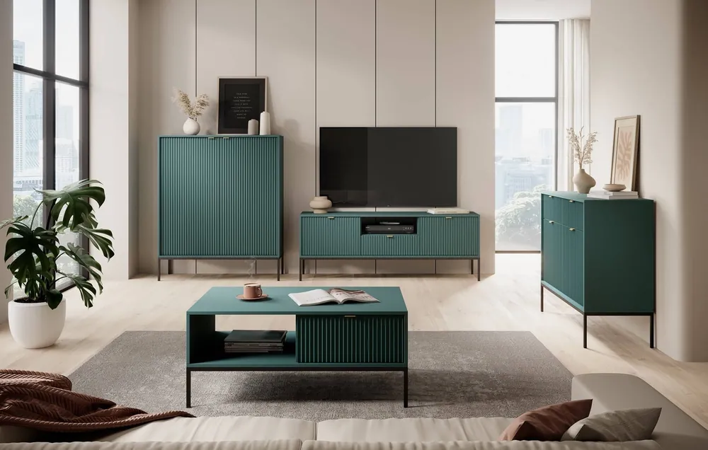 Top-Preis Möbelset Lovro pastellgrün modernes Design Schrankwand für Wohnzimmer oder Sitzungssaal