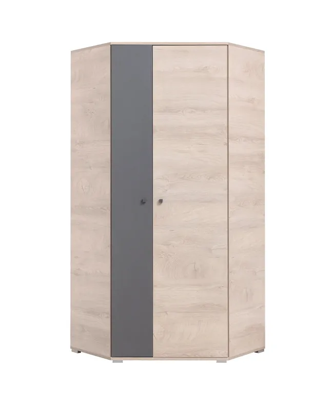 Eck kleiderschrank Dzeta Eiche / Anthrazit ideal für das Jugendzimmer funktionell und geräumig Originalfarben Preis Gesenkt