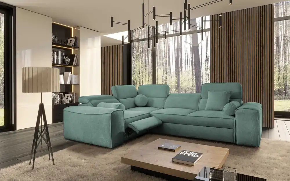 Ecksofa mit Schlaffunktion Viano II Lux patina linkes Design-Ecksofa für das Wohnzimmer mit komfortablem ausziehbarem Fußteil Schnäppchen