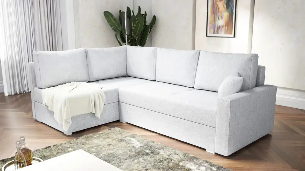 Sale Ecksofa mit Schlaffunktion Nofi grau Esche links modernes Design ein einfaches und stilvolles Möbelstück, das in jede Einrichtung passt