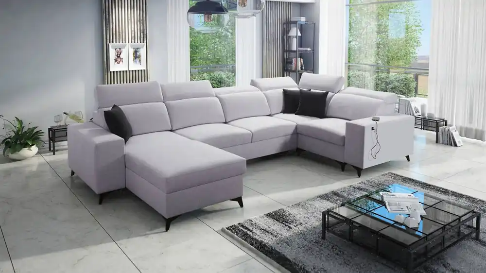 Preis Gesenkt Ecksofa mit Schlaffunktion Kelly Sleek IV grau Esche linke Ecke Schlafsofa mit Bettzeugkästen Webstoff
