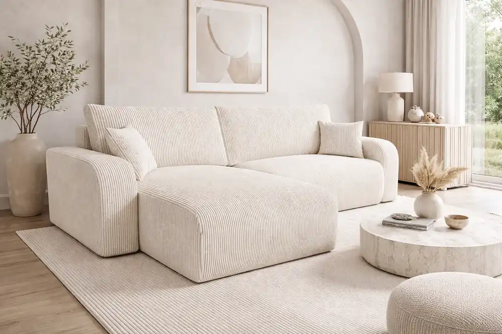 Solange Der Vorrat Reicht Ecksofa mit Schlaffunktion Fiesta XL elfenbein universal Ecksofa mit Bettzeugstauraum Kordstoff