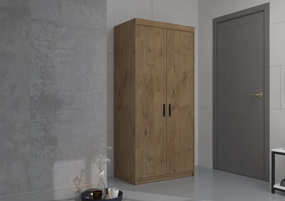 Highlight Kleiderschrank Rene 90 cm Eiche lefkas modernes Design und ABS beendet Kanten