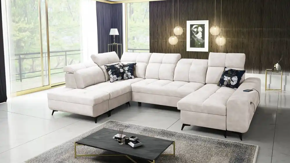 Ecksofa mit Schlaffunktion Buffalo VI creme rechts Funktionelles und stilvolles Ecksofa mit drei Bettkästen Wochenendangebot