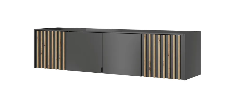 Aufsatz für Schrank Aspen 206 cm Graphit / Eiche Artisan funktionale Schrankerweiterung für Kleidung Schuhe und Accessoires Zertifiziert
