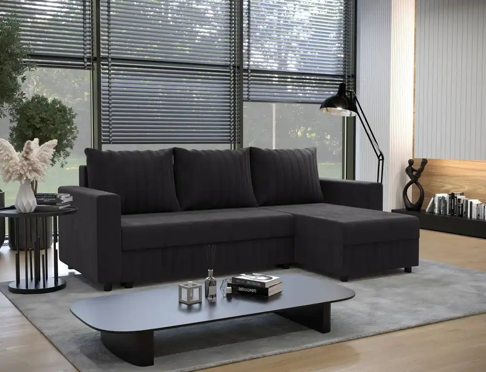 Neu Im Sortiment Ecksofa mit Schlaffunktion Pasco graphit rechte Ecke Klassisches Ecksofa, das sich in jede Inneneinrichtung einfügt Ziernähte