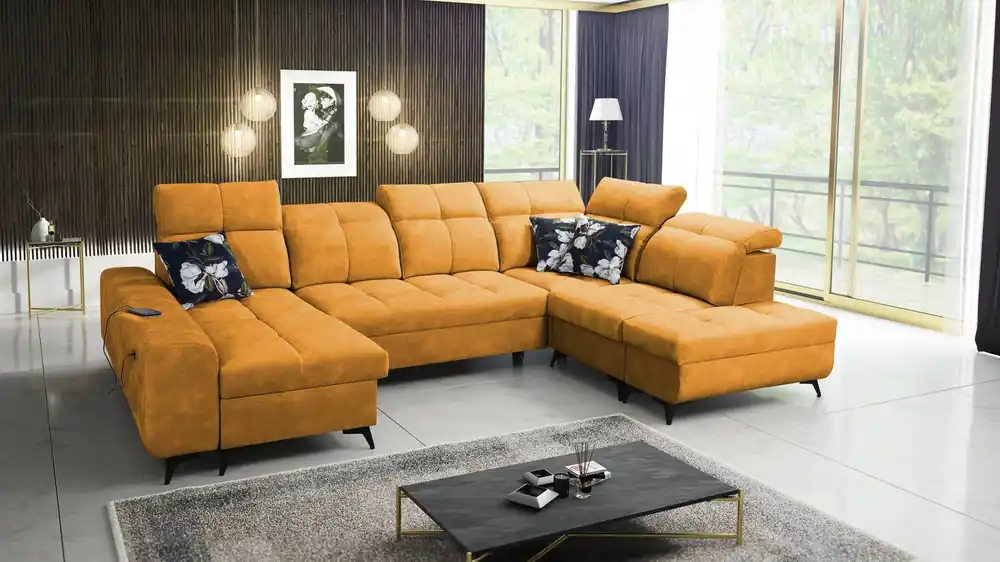Angebot Buffalo VI Ecksofa mit Schlaffunktion gelb links funktionelles und stilvolles Ecksofa mit drei Bettkästen