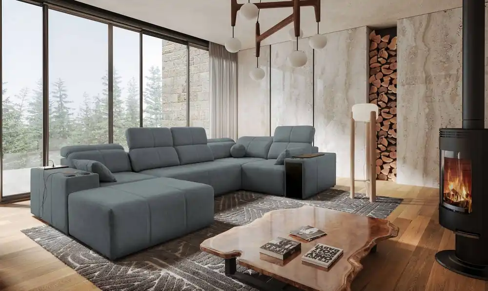 Solange Der Vorrat Reicht Ecksofa mit Schlaffunktion Tesalia IV grau links komfortables Ecksofa für das Wohnzimmer mit innovativer Schiebefunktion der Rückenlehne