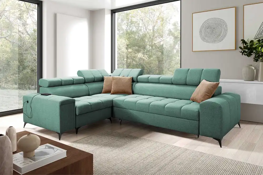 Ecksofa mit Schlaffunktion Bolmso II mint linkes Ecksofa mit Bettzeugcontainer Vollauszug in der Seite des Möbels Meistverkauft