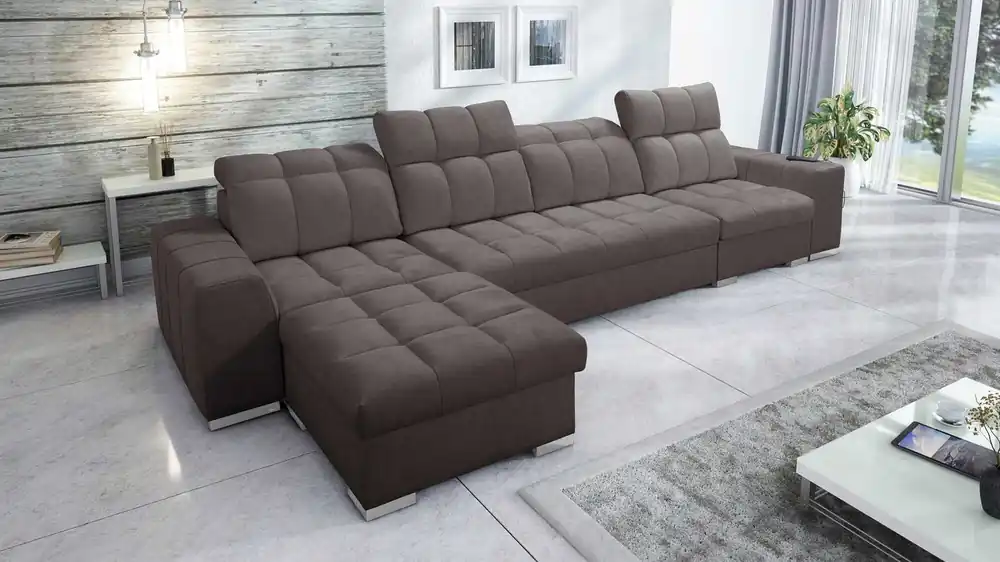 Ecksofa mit Schlaffunktion Luigi XII braun linke Seite stilvolles Ecksofa für das Wohnzimmer in einer minimalistischen und eleganten Ausführung Billig