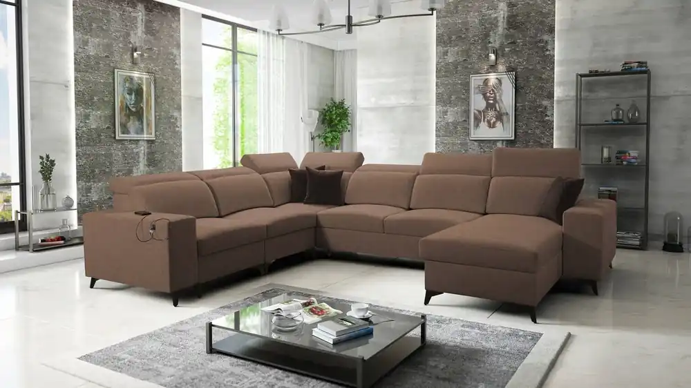Ecksofa mit Schlaffunktion Kelly Sleek VIII hellbraun rechts stilvolle Ecksofa für Wohnzimmer bietet Komfort beim Entspannen Schneller Versand