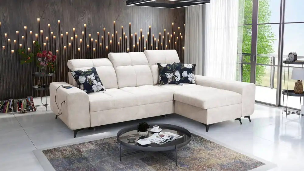 Online Kaufen Ecksofa mit Schlaffunktion Buffalo creme rechts Funktionelles und stilvolles Ecksofa mit Bettkasten