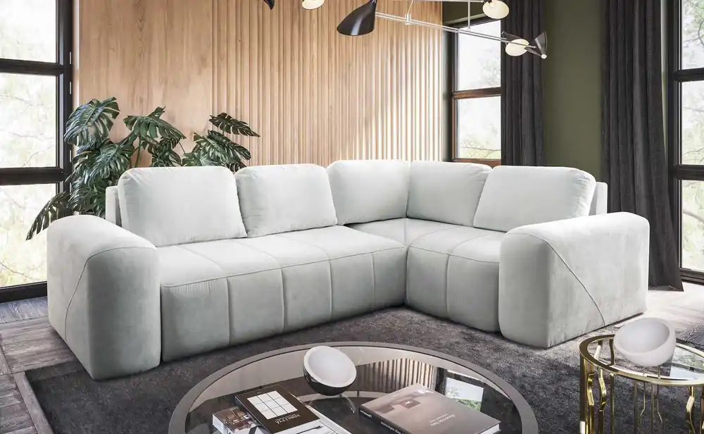 Super-Preis Ecksofa Bovec II mit Schlaffunktion ecru rechts Komfort-Ecksofa mit stilvollem Charakter Bettzeug-Container