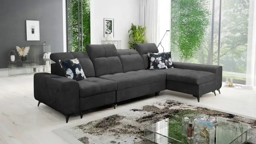 Ecksofa mit Schlaffunktion Buffalo XII graphit rechts stilvolles und funktionelles Ecksofa mit Bettkasten Saisonangebot