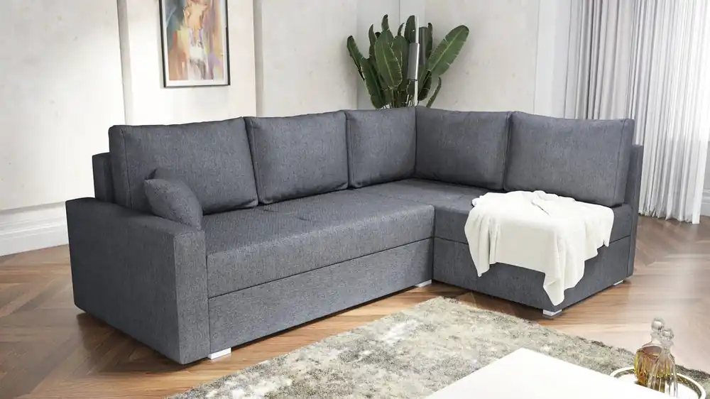 Ecksofa mit Schlaffunktion Nofi dunkelgrau rechts Ecke modernes Design schlichtes und stilvolles Design passend zu jeder Einrichtung Neue Kollektion