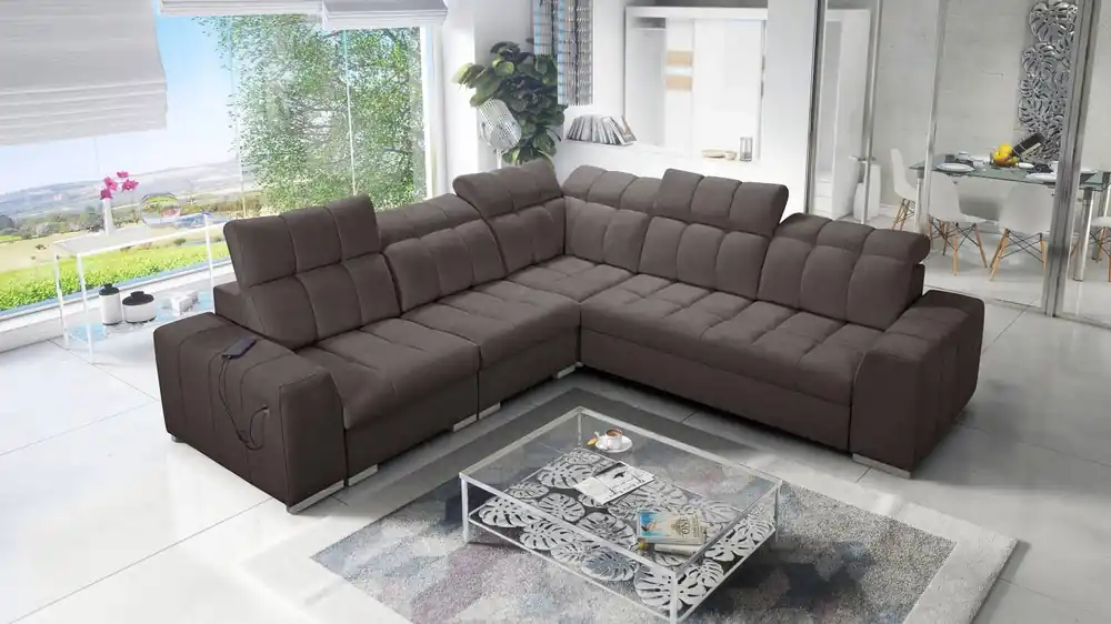 Ecksofa mit Schlaffunktion Luigi III braun links bequemes Ecksofa für das Wohnzimmer perfekt für die tägliche Entspannung Neue Kollektion