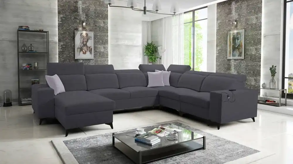 Ecksofa mit Schlaffunktion Kelly Sleek VIII graphit links stilvolles Ecksofa für Wohnzimmer bietet Komfort beim Entspannen Beliebt