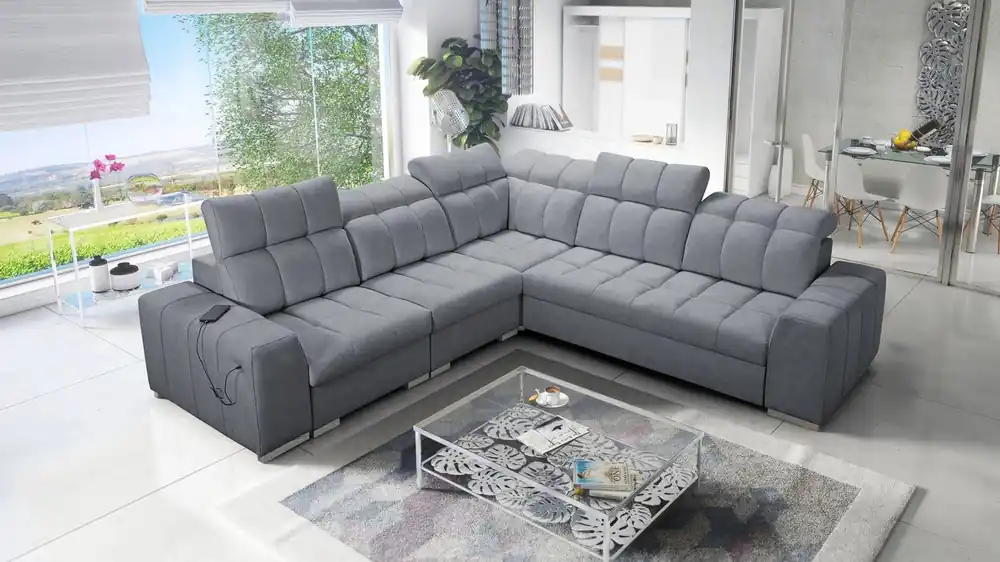 Direkt Vom Hersteller Ecksofa mit Schlaffunktion Luigi III grau links bequemes Ecksofa für das Wohnzimmer perfekt für die tägliche Entspannung