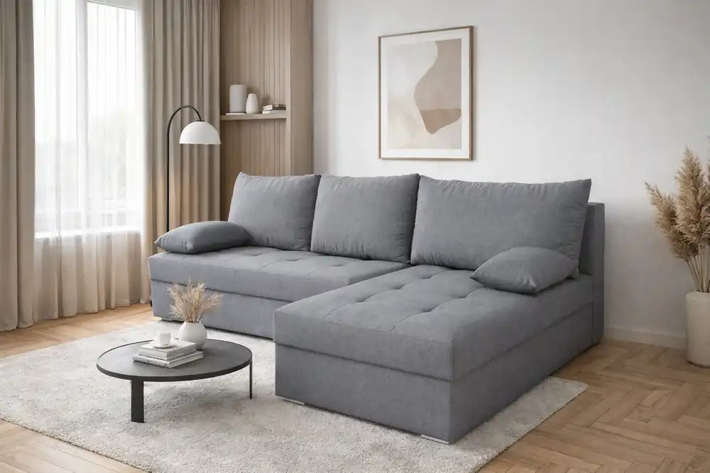 Günstig Ecksofa mit Schlaffunktion Fasti graphit Universal-Ecksofa mit Bettkasten Garantie für höchsten Komfort