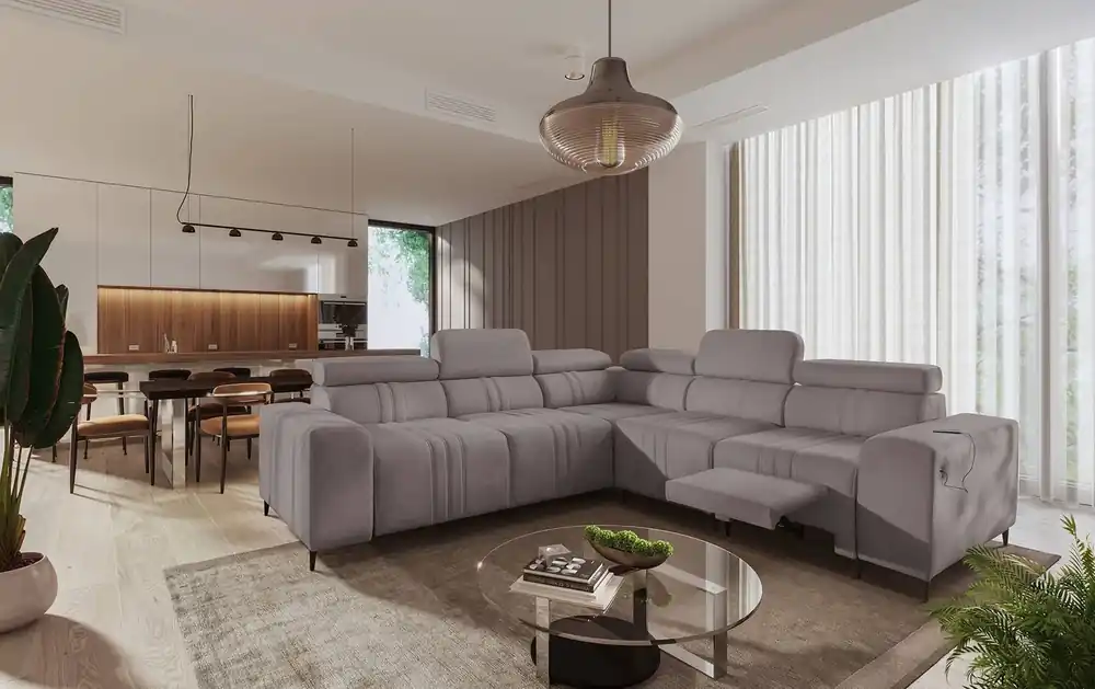 Ecksofa mit Schlaffunktion Castel III Lux graubraun rechtshändig äußerst bequemes Ecksofa für das Wohnzimmer mit ausziehbarer Fußstütze Sale