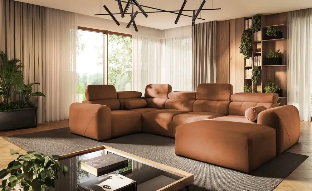 Aktuell Ecksofa mit Schlaffunktion Cantare IV ziegelrot rechts Sorgfältig verarbeitetes Ecksofa für das Wohnzimmer bietet Komfort und Bequemlichkeit