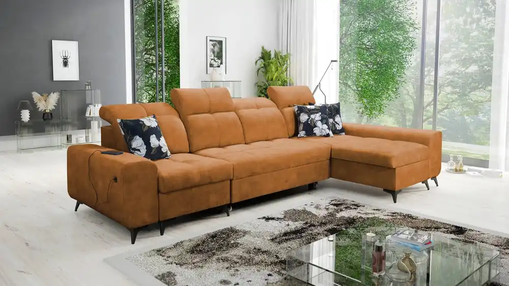 Ecksofa mit Schlaffunktion Buffalo XII honey right stilvolles und funktionelles Ecksofa mit Bettzeugcontainer Angebot