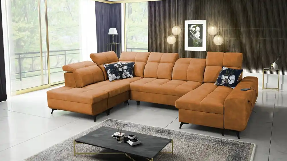 Ecksofa mit Schlaffunktion Buffalo VI honey right funktionelles und stilvolles Ecksofa mit drei Bettkästen Billig