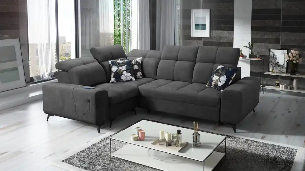 Ecksofa mit Schlaffunktion Buffalo II graphit links funktionelles und stilvolles Ecksofa mit verstellbaren Kopfstützen Jetzt Bestellen