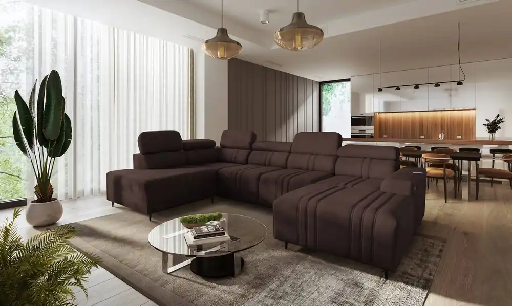 Ecksofa mit Schlaffunktion Castel VI braun rechte Ecke bequem und elegant mit zwei Bettkästen Preisknaller