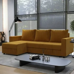 Angebot Ecksofa mit Schlaffunktion Pasco honey links klassisches Ecksofa, das sich in jedes Dekor einfügt Ziernähte