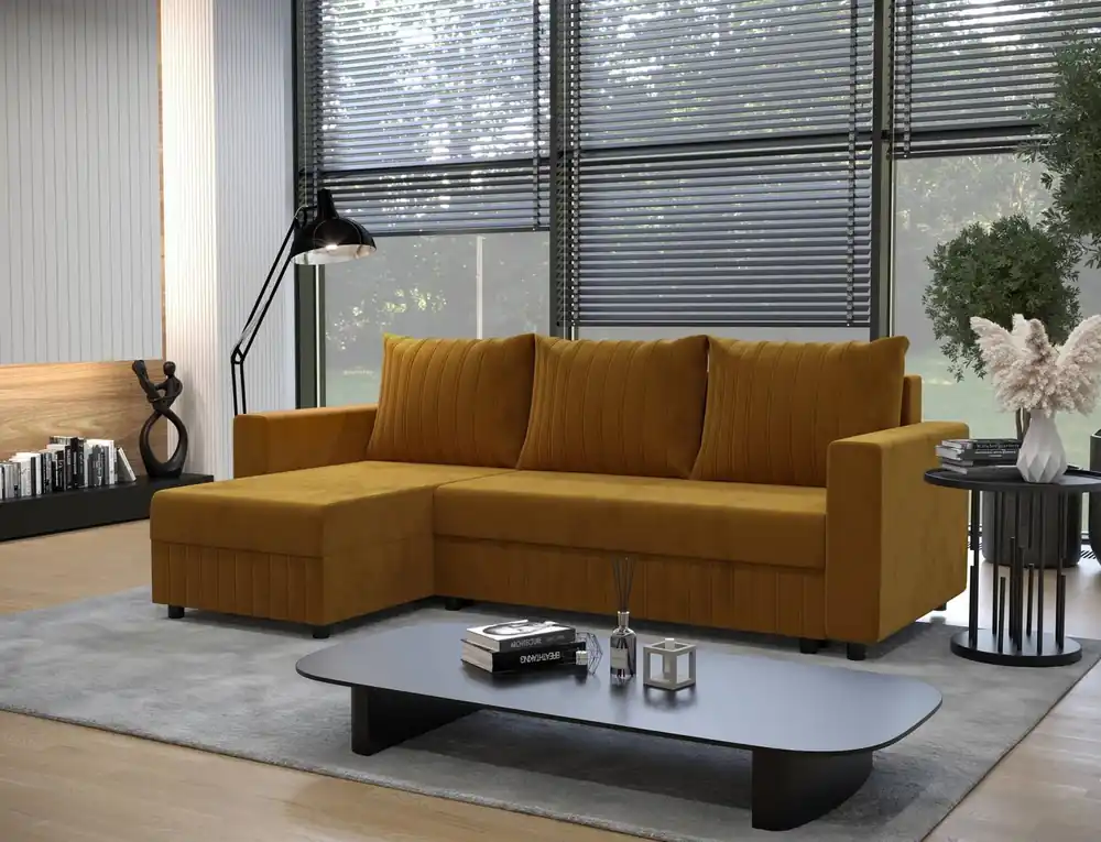 Angebot Ecksofa mit Schlaffunktion Pasco honey links klassisches Ecksofa, das sich in jedes Dekor einfügt Ziernähte
