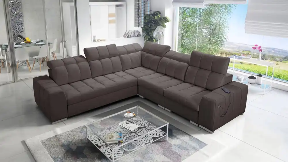 Begrenztes Angebot Ecksofa mit Schlaffunktion Luigi III braun rechts bequemes Ecksofa für das Wohnzimmer perfekt für die tägliche Entspannung