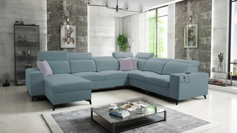 Ecksofa mit Schlaffunktion Kelly Sleek VIII Arctic blau linke Seite stilvolle Ecksofa für Wohnzimmer bietet Komfort beim Entspannen Jetzt Bestellen