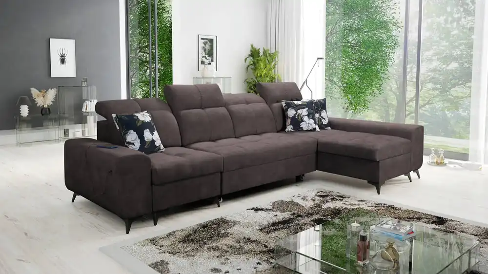 Ecksofa mit Schlaffunktion Buffalo XII braun rechtsseitig stilvolles und funktionelles Ecksofa mit Bettkasten Wochenendangebot
