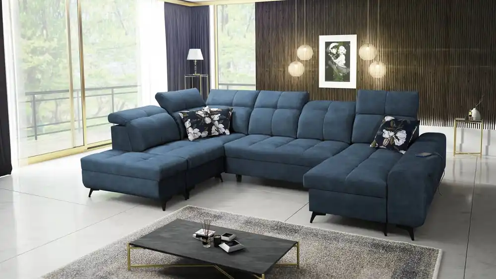 Ecksofa mit Schlaffunktion Buffalo VI blau rechts Funktionelles und stilvolles Ecksofa mit drei Bettkästen Jetzt Kaufen