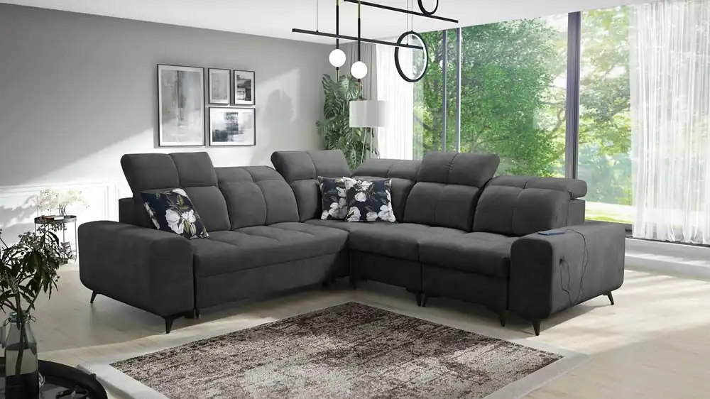 Ecksofa mit Schlaffunktion Buffalo III graphit rechte Ecke bequem mit ästhetischer Ausführung mit Bettzeugcontainern Garantierte Lieferung