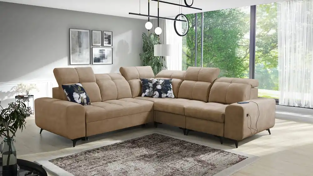 Bestseller Ecksofa mit Schlaffunktion Buffalo III dunkelbeige rechtsseitiges Komfort-Ecksofa mit ästhetischer Ausführung mit Bettzeugcontainern
