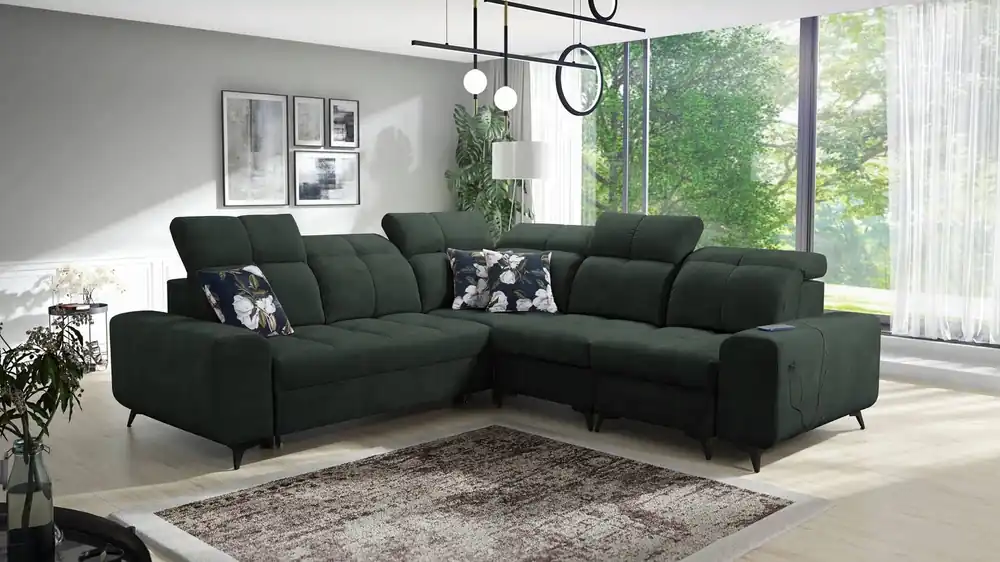 Bestpreis Ecksofa mit Schlaffunktion Buffalo III grün rechts bequemes Ecksofa mit ästhetisch ansprechender Verarbeitung mit Bettzeugcontainern