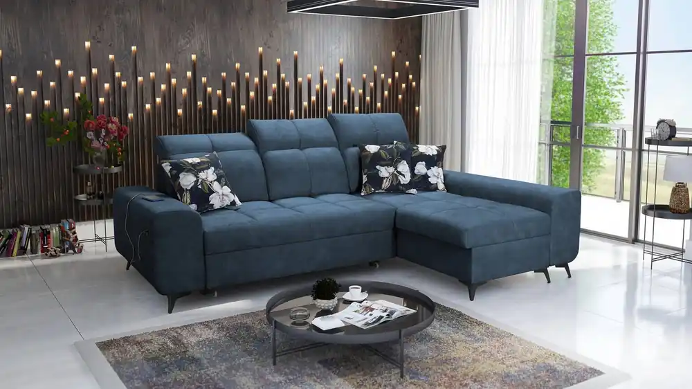 Ecksofa mit Schlaffunktion Buffalo blau rechts Funktionelles und stilvolles Ecksofa mit Bettkasten Jetzt Kaufen