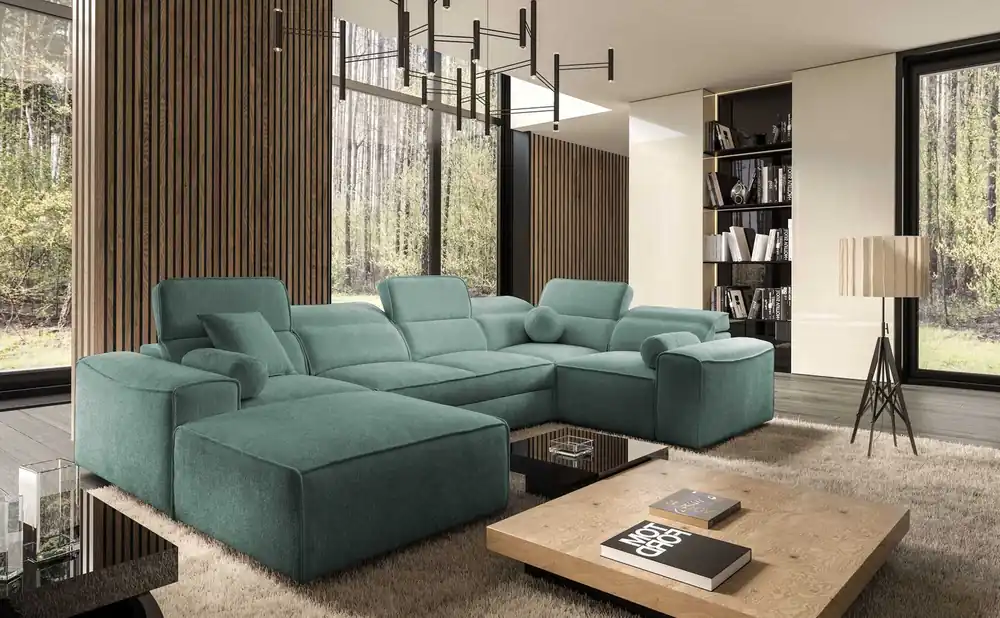 Expressversand Ecksofa mit Schlaffunktion Viano IV patina links Designer Ecksofa das sich perfekt in moderne Einrichtungen einfügt