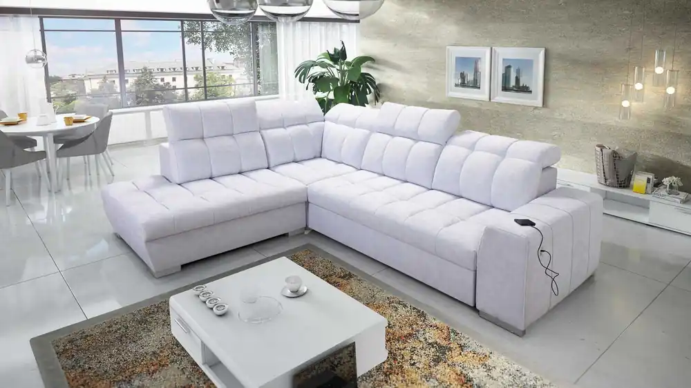 Highlight Ecksofa mit Schlaffunktion Luigi VII grau Esche links bequemes Ecksofa in einer modernen Form