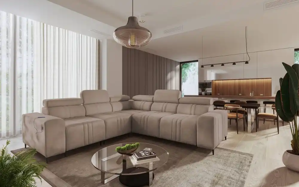 Beliebt Ecksofa mit Schlaffunktion Castel III hellbraun links Ecksofa mit zwei Bettkästen verstellbare Kopfstützen
