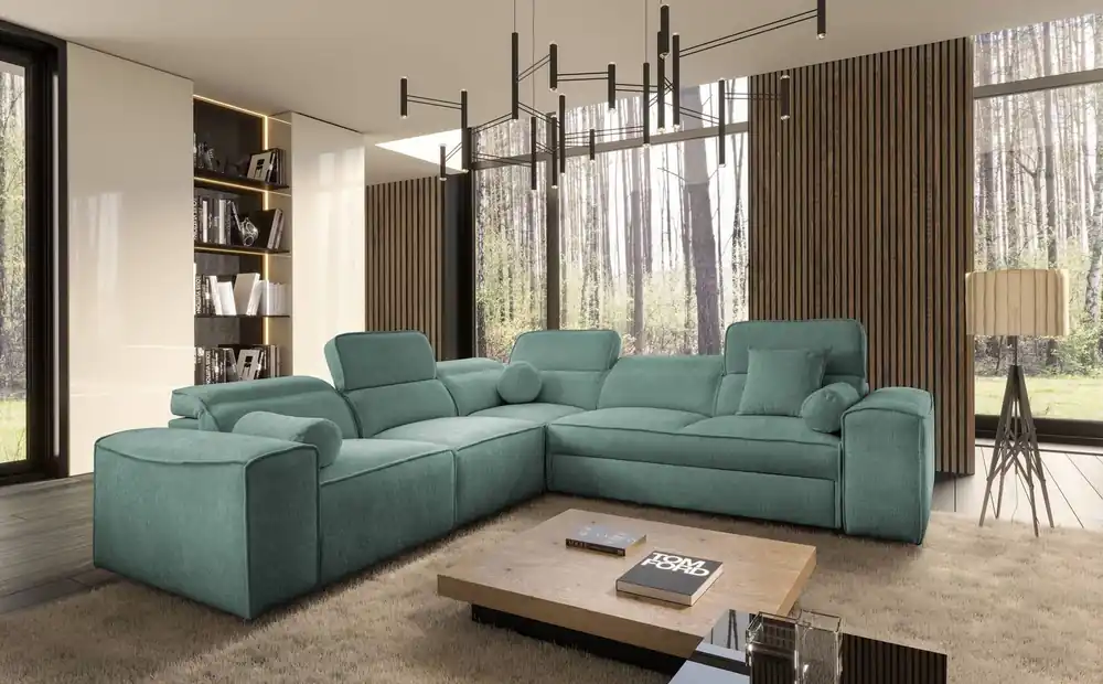 Ecksofa mit Schlaffunktion Viano III patina links stilvolles Ecksofa mit Bettkasten perfekt für moderne Interieurs Sichere Zahlung