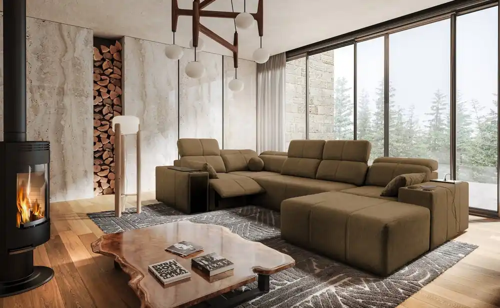 Ecksofa mit Schlaffunktion Tesalia IV Lux braun rechtsseitig stilvolles Ecksofa mit ausziehbarem Fußteil und Schiebefunktion der Rückenlehne Markenprodukt