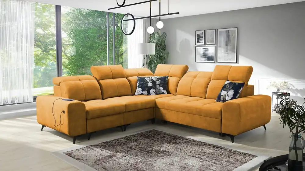 Direkt Vom Hersteller Buffalo III Ecksofa mit Schlaffunktion gelb links komfortables Ecksofa mit ästhetischer Verarbeitung mit Bettzeugcontainern