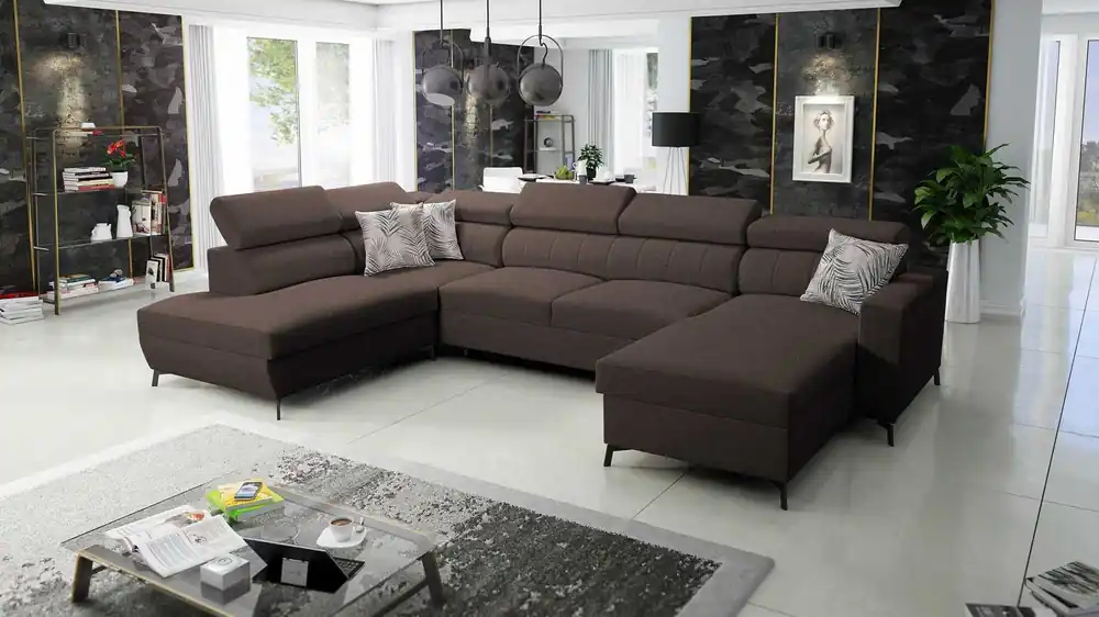 Ecksofa mit Schlaffunktion Savona VI braun rechts elegantes und bequemes Ecksofa für Wohnzimmer mit zwei Bettkästen Bestpreis