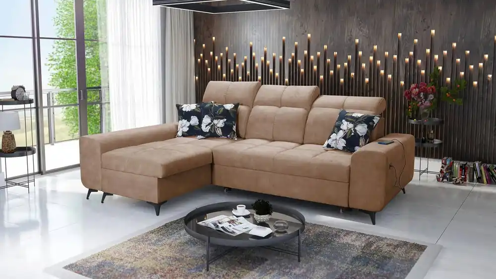 Sofort Bestellen Ecksofa mit Schlaffunktion Buffalo dunkelbeige links funktionelles und stilvolles Ecksofa mit Bettkasten