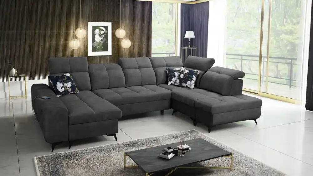 Geprüft Buffalo VI Ecksofa mit Schlaffunktion graphit links funktionelles und stilvolles Ecksofa mit drei Bettkästen