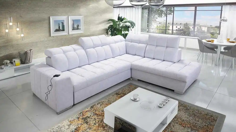 Ecksofa mit Schlaffunktion Luigi VII Esche grau rechte Ecke bequemes Schlafsofa in moderner Form Saisonangebot
