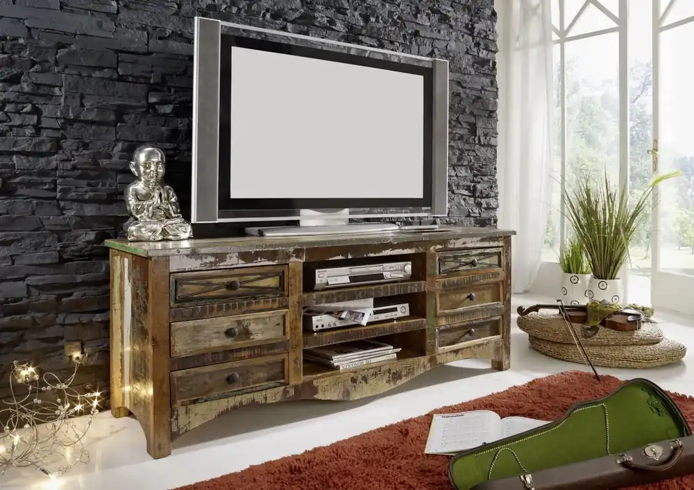 TV-Board Altholz 160x45x60 mehrfarbig lackiert NATURE OF SPIRIT #16 Super-Preis